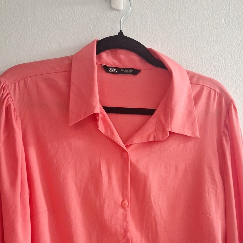 Zara Coral Button-Up Shirt